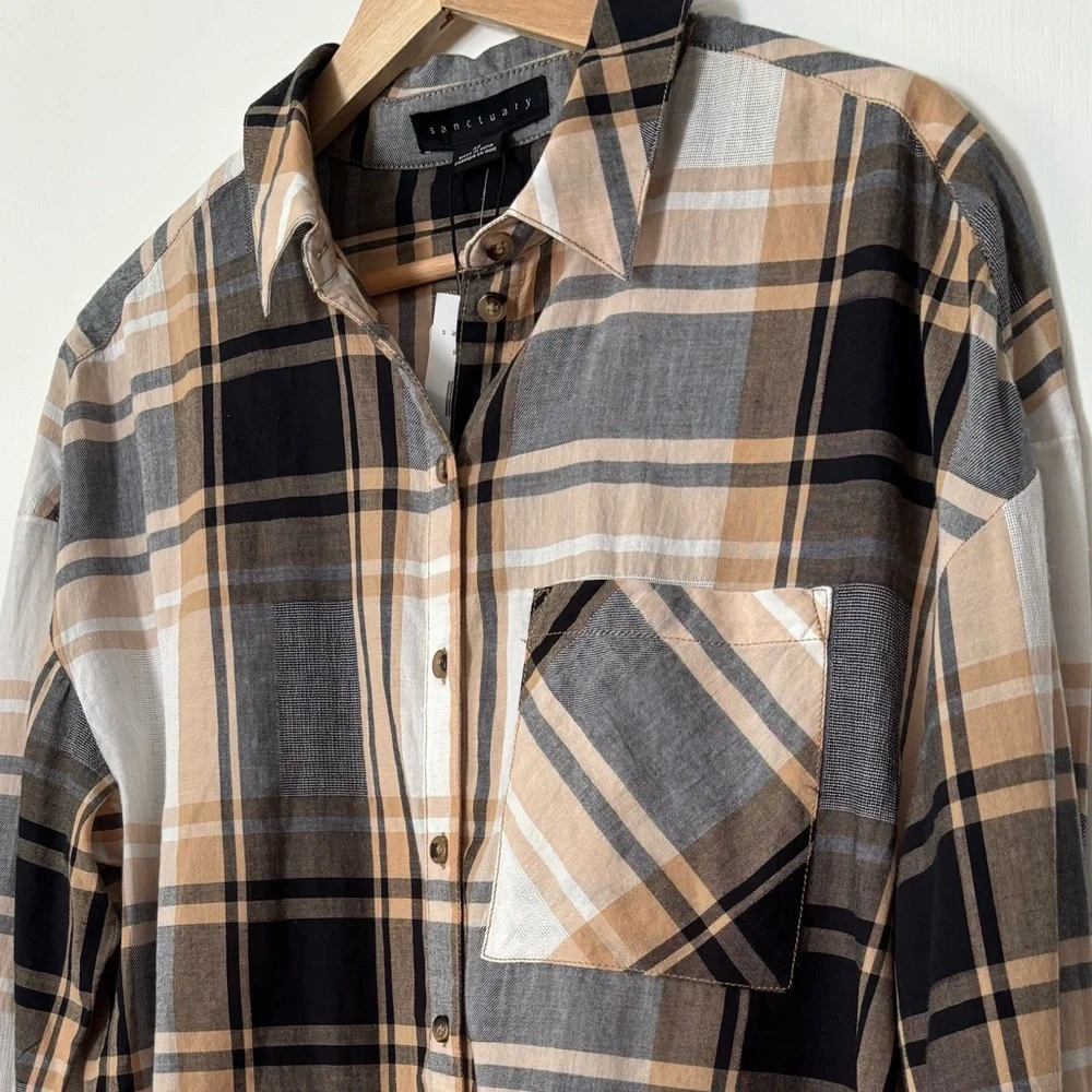 NWT Sanctuary Plaid Boyfriend Tunic - Size XS - Picture 6 of 9